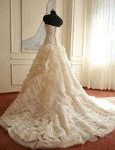 Weitese Formal WomenS Dresses Ivory Elegant Strapless Puffy Tiered Ball Gown Semi Formal Prom Dress Wedding Dress Semi Formal Prom Dress Stores